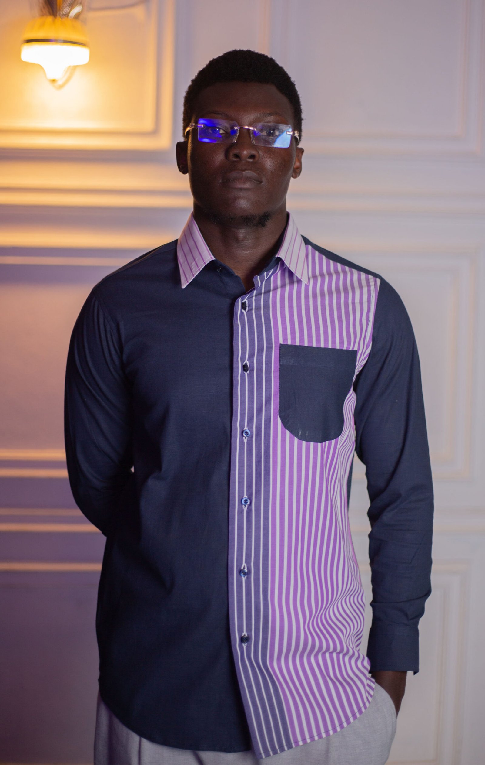 Chemise homme bi-matière asymétrique